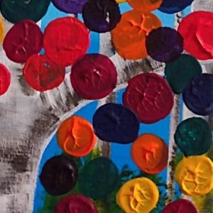 Tree dripping colorful dots painting $135