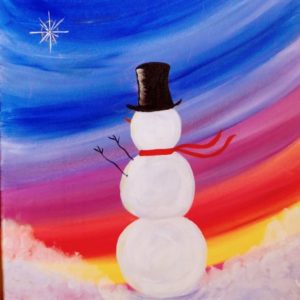 Midnight christmas with snowman painting $150