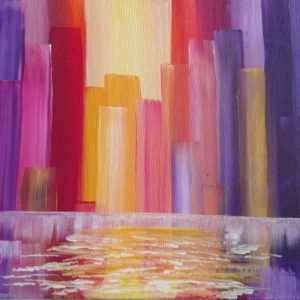 Sky line rainbow city painting $1