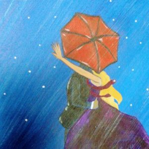 Under the umbrella painting $155 (sold)